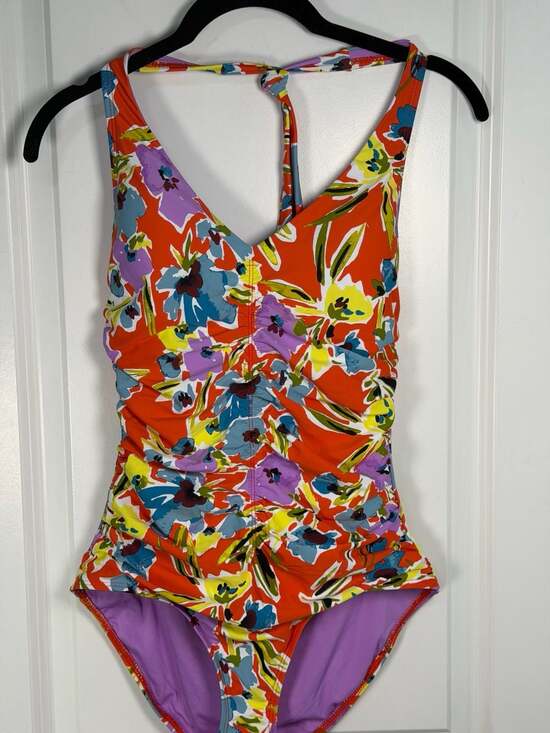 Anne Cole Other - Anne Cole Multi Splash Garden Halter Ruched One Piece Swimsuit Size 8